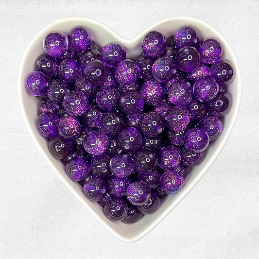 16mm Sugar Plum Glitter Resin Beads