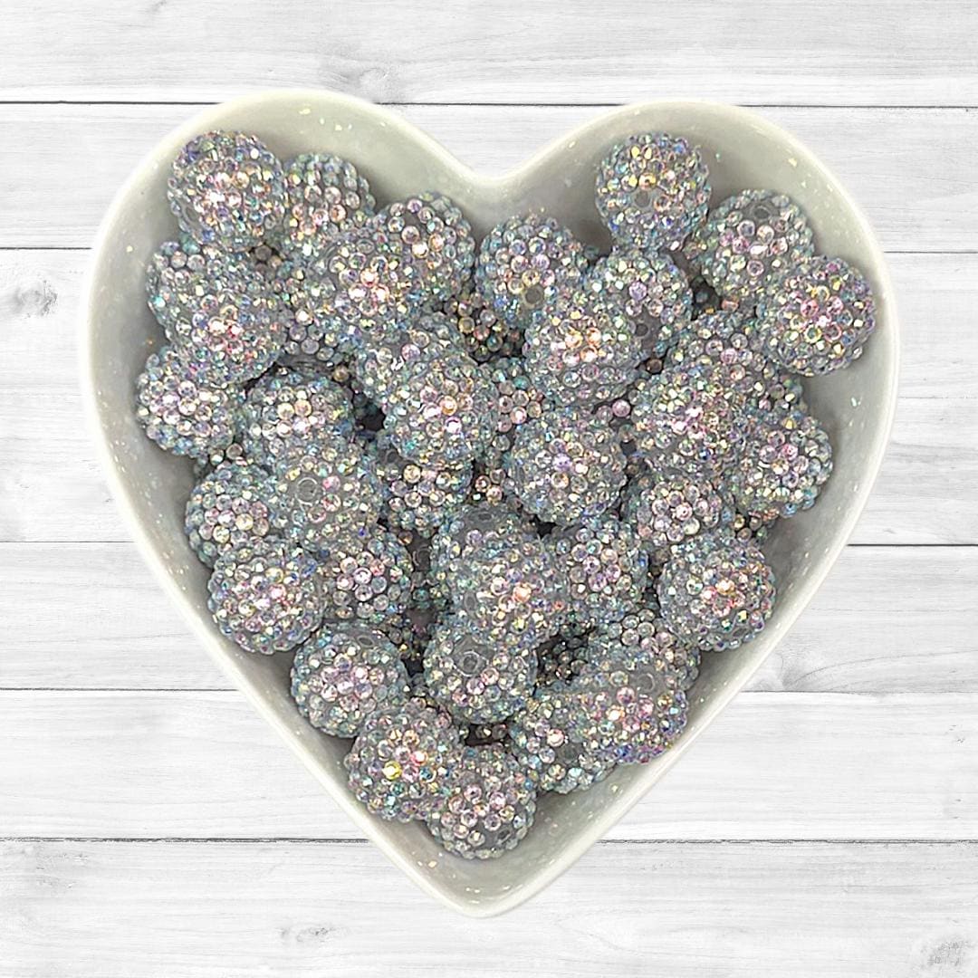 20mm Silver AB Rhinestone Acrylic Bead