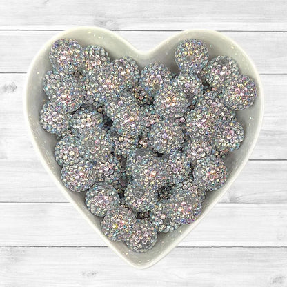 20mm Silver AB Rhinestone Acrylic Bead