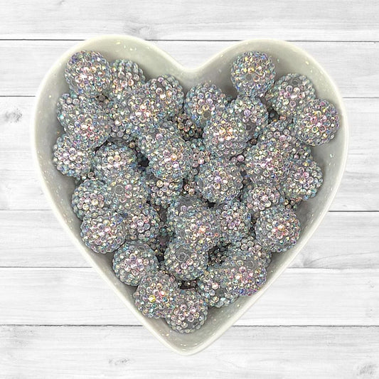 20mm Silver AB Rhinestone Acrylic Bead
