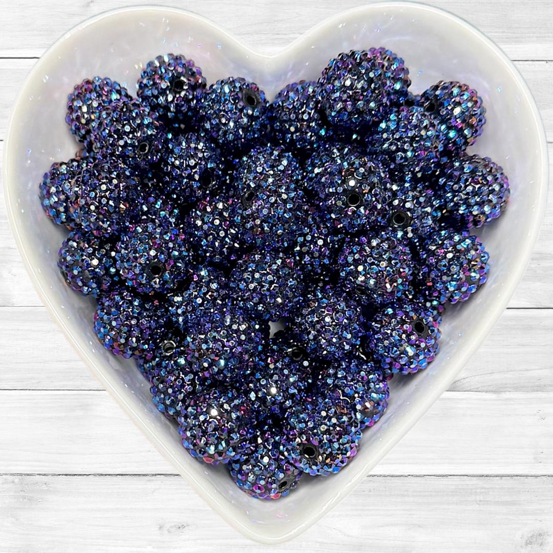 20mm Indigo Rhinestone Acrylic Bead