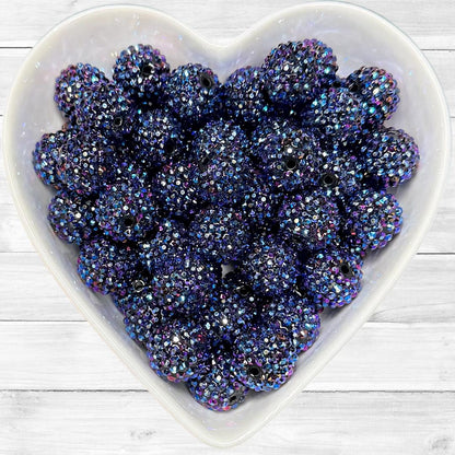 20mm Indigo Rhinestone Acrylic Bead