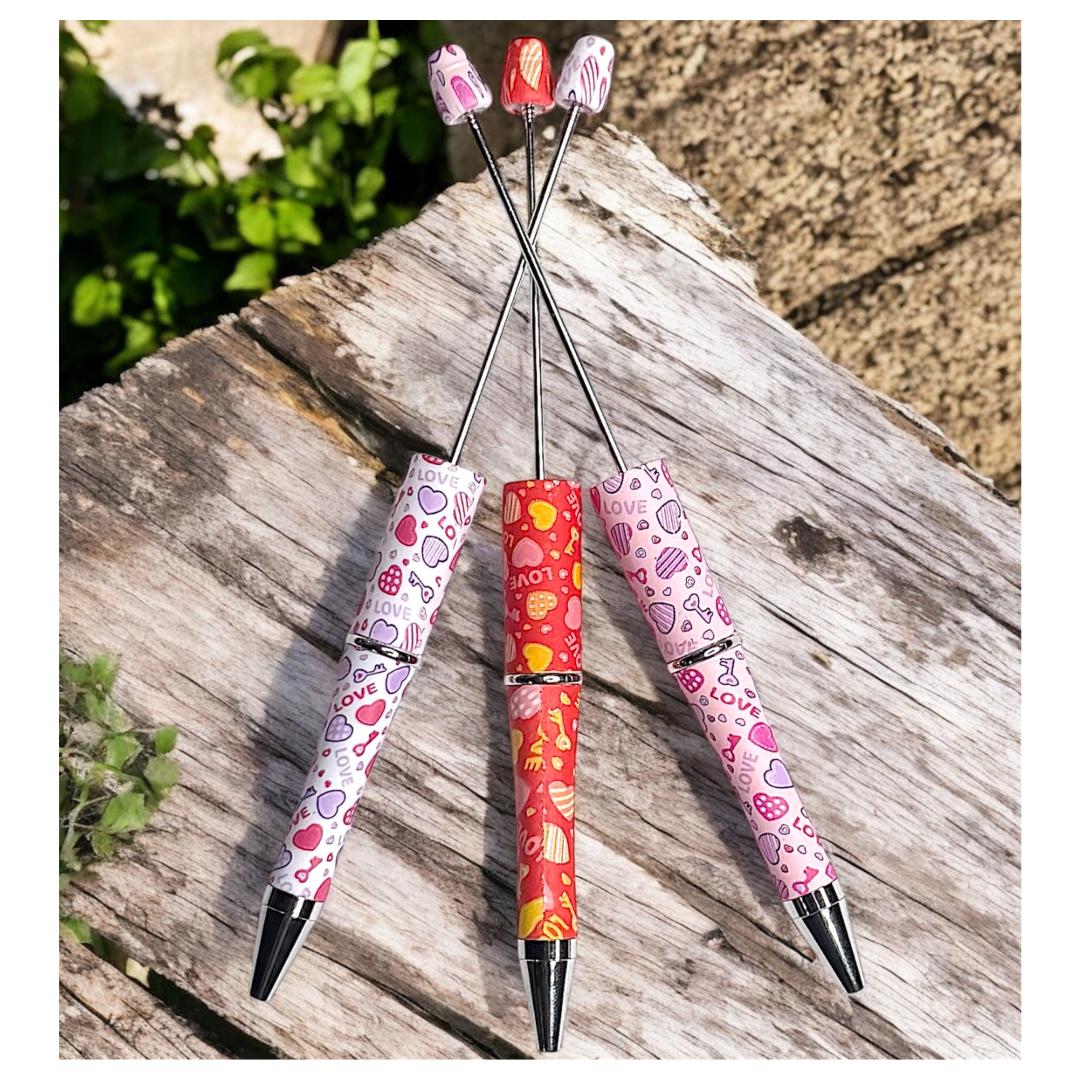 Valentine's Day Print Beadable Pens