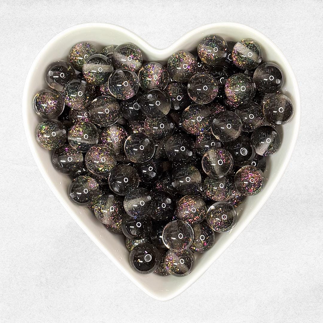 16mm Glitter Galaxy Resin Beads