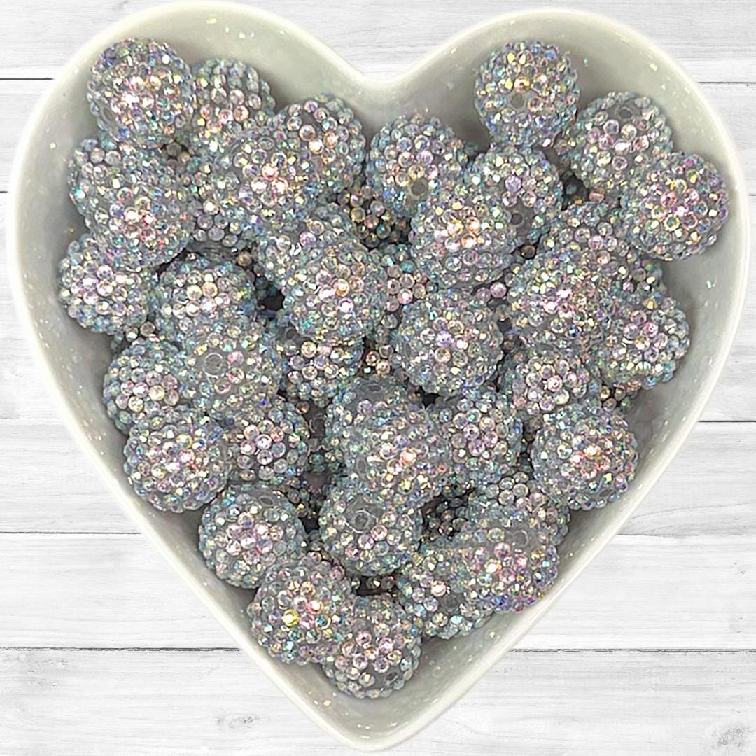 20mm Silver AB Rhinestone Acrylic Bead