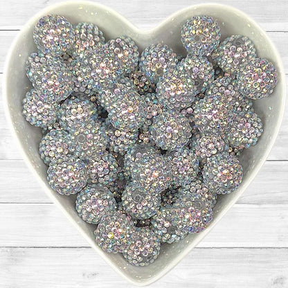 20mm Silver AB Rhinestone Acrylic Bead