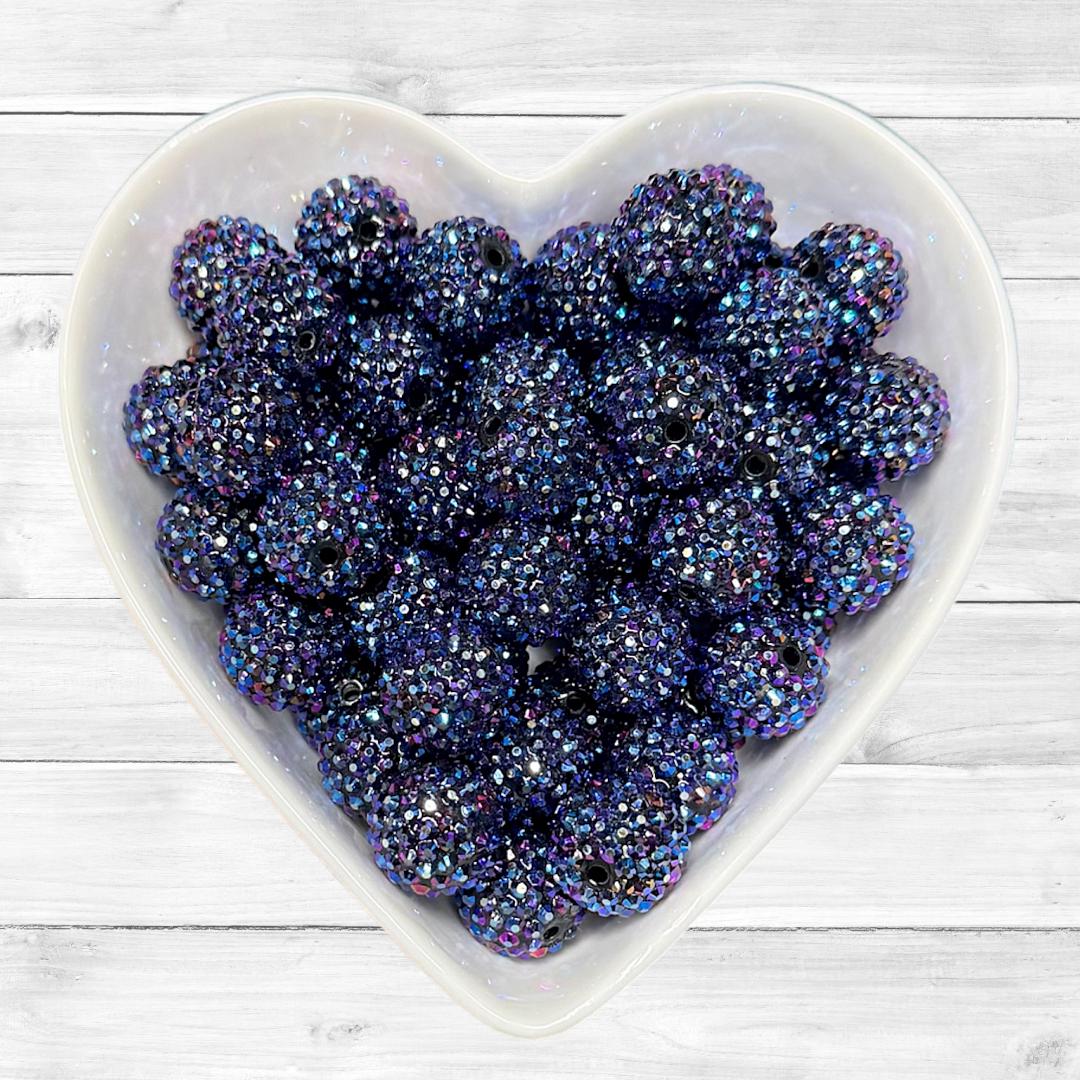 20mm Indigo Rhinestone Acrylic Bead