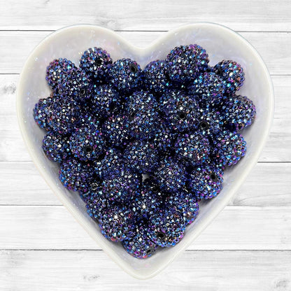 20mm Indigo Rhinestone Acrylic Bead