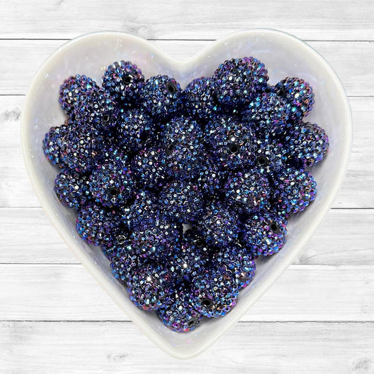 20mm Indigo Rhinestone Acrylic Bead