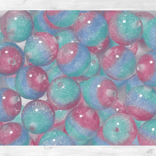 16mm Cotton Candy Dream Glow-in-the Dark Glitter Beads