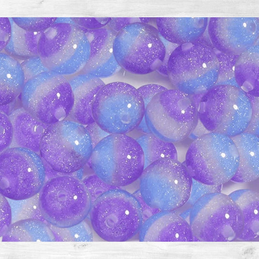 16mm Cloudberry Glow-in-the Dark Glitter Beads