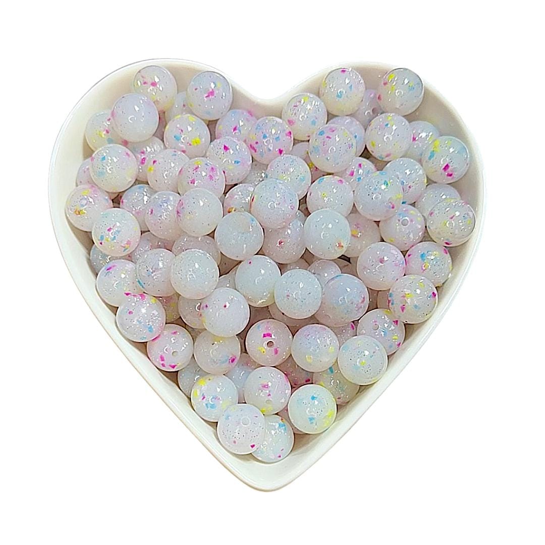 15mm Confetti Glossy Glitter Jelly Beads