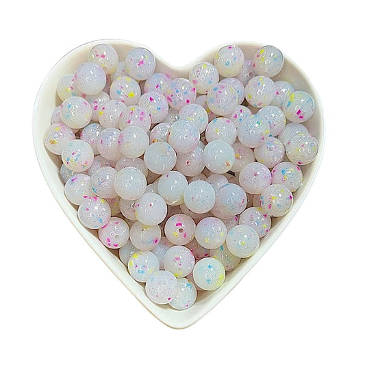 15mm Confetti Glossy Glitter Jelly Beads