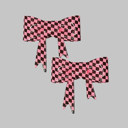 Groovy Pink Checkered Large Bow Focal
