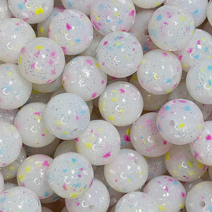 15mm Confetti Glossy Glitter Jelly Beads