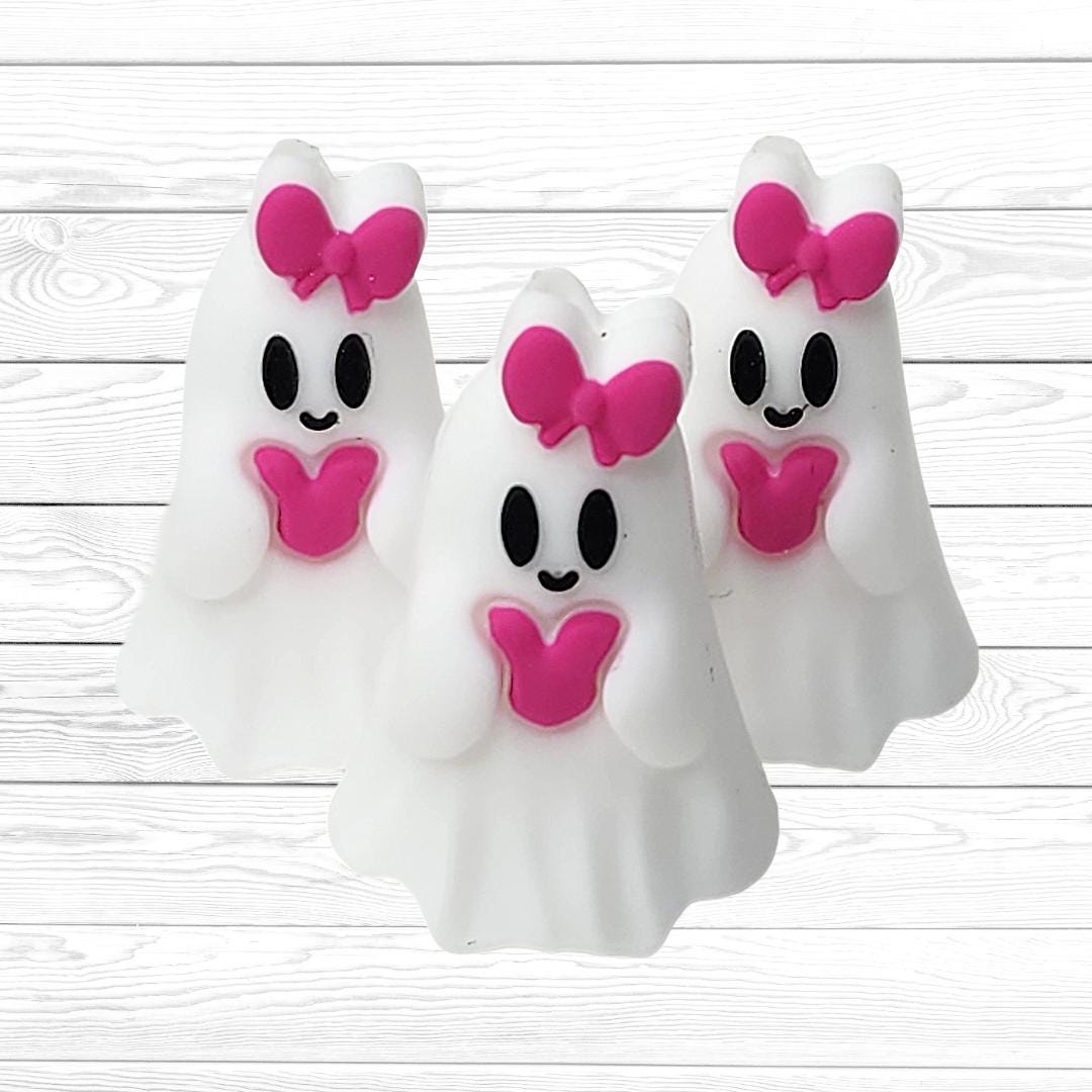 3D Ghost with Bow Focal Bead
