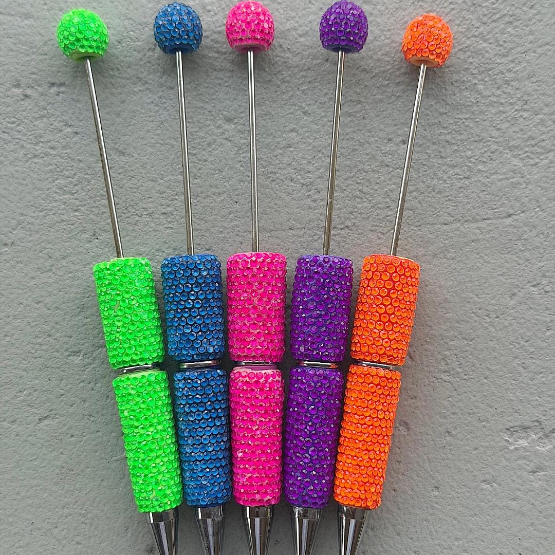 Neon Rhinestone Multi-Pack Beadable Pen Blanks