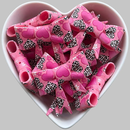 Pink and Leopard Print Large Bow Focal
