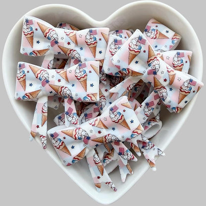 USA Flag Ice Cream Cone Large Bow Focal