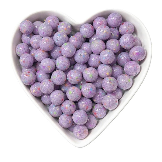 15mm Purple Blast Glossy Glitter Beads