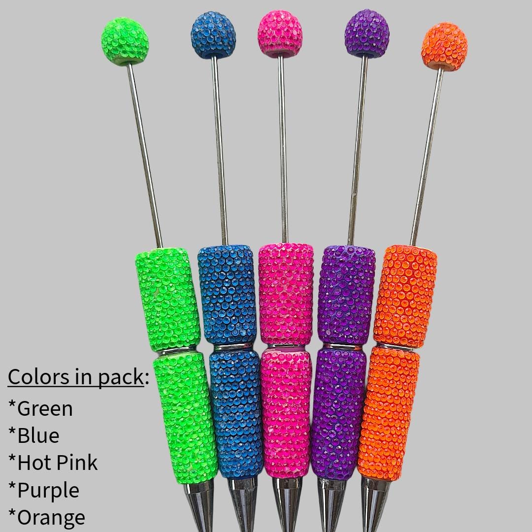 Neon Rhinestone Multi-Pack Beadable Pen Blanks