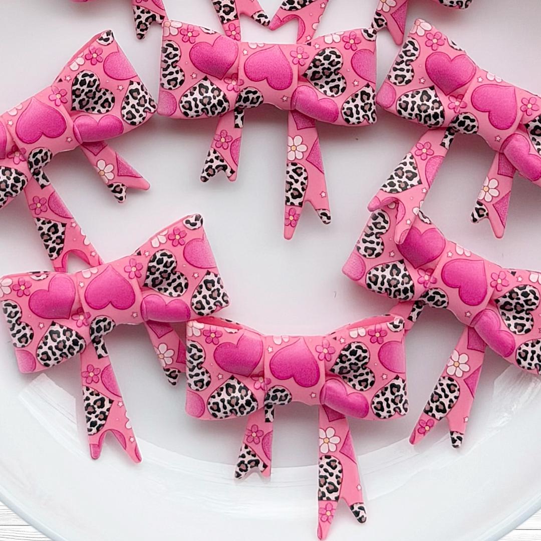 Pink and Leopard Print Large Bow Focal