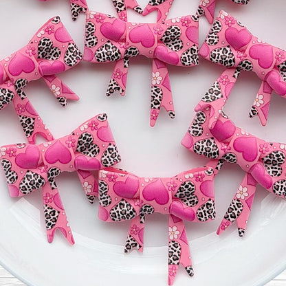 Pink and Leopard Print Large Bow Focal