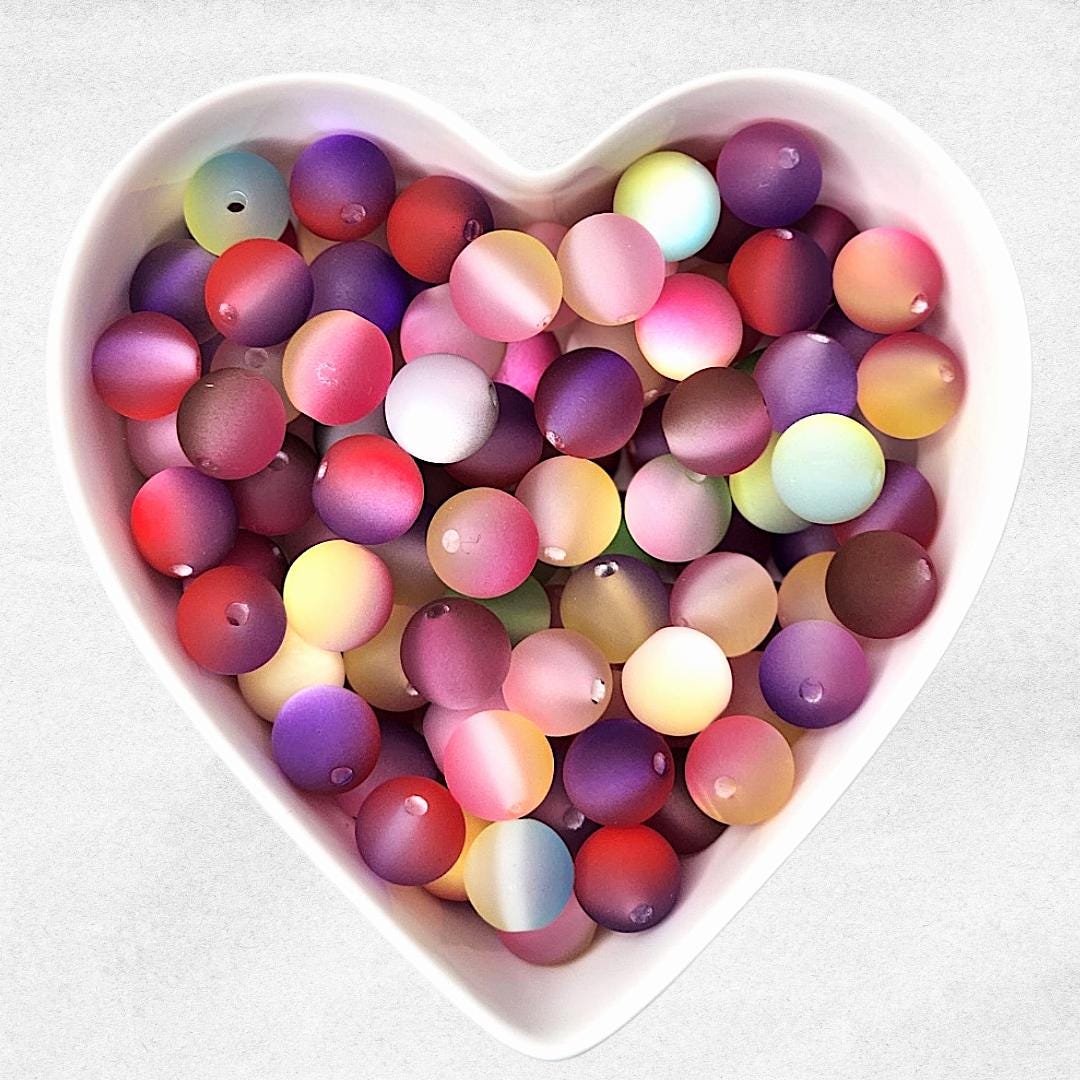 16mm Double Color Cat Eye Frosted Beads (10 pack)