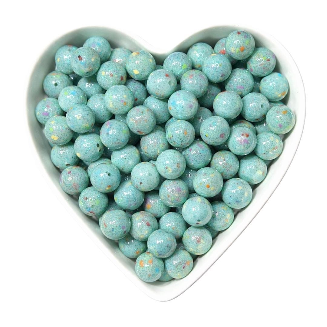 15mm Tropical Xplosion Glossy Glitter Beads