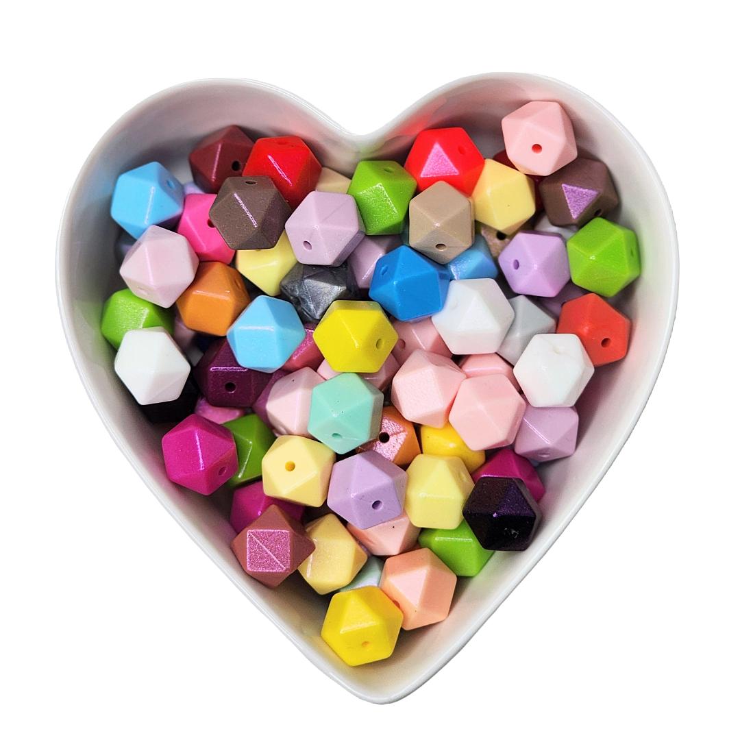 14mm Shiny Hexagon Beads (10 Pack)
