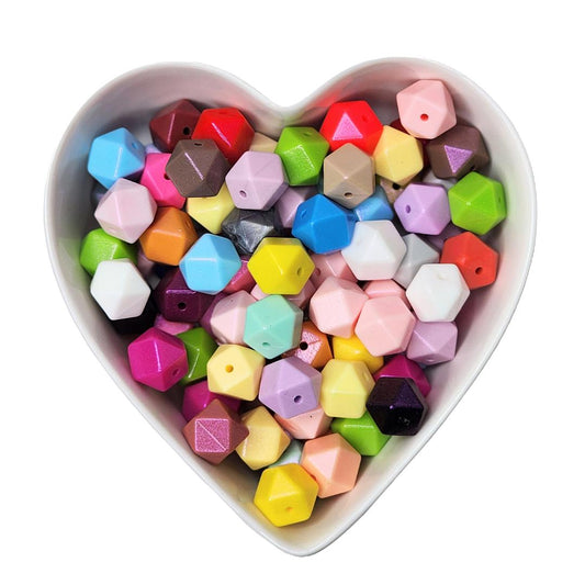 14mm Shiny Hexagon Beads (10 Pack)