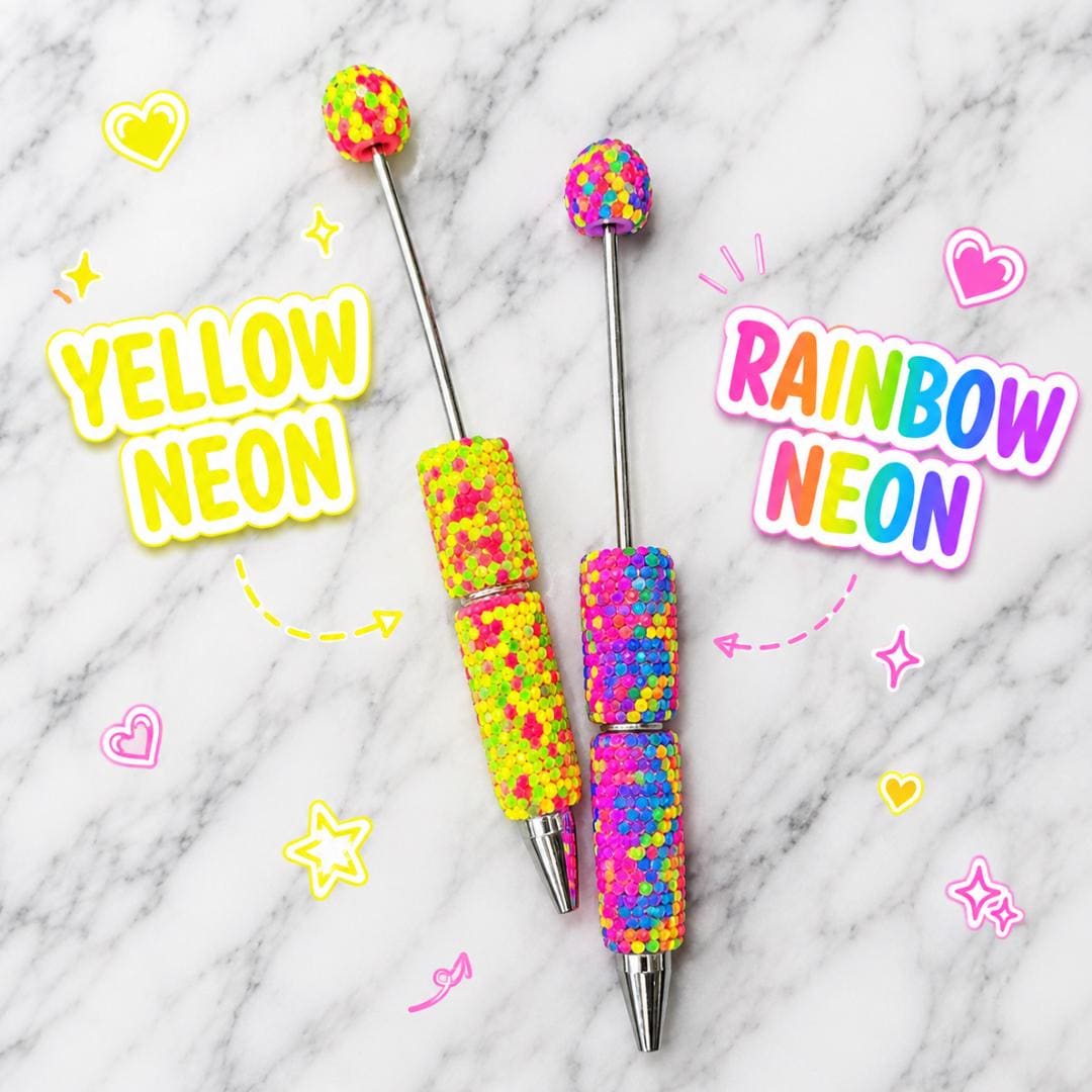 Multicolor Neon Rhinestone Clay Beadable Pen Blanks