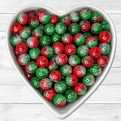 16mm Christmas Red & Green Clear Beads