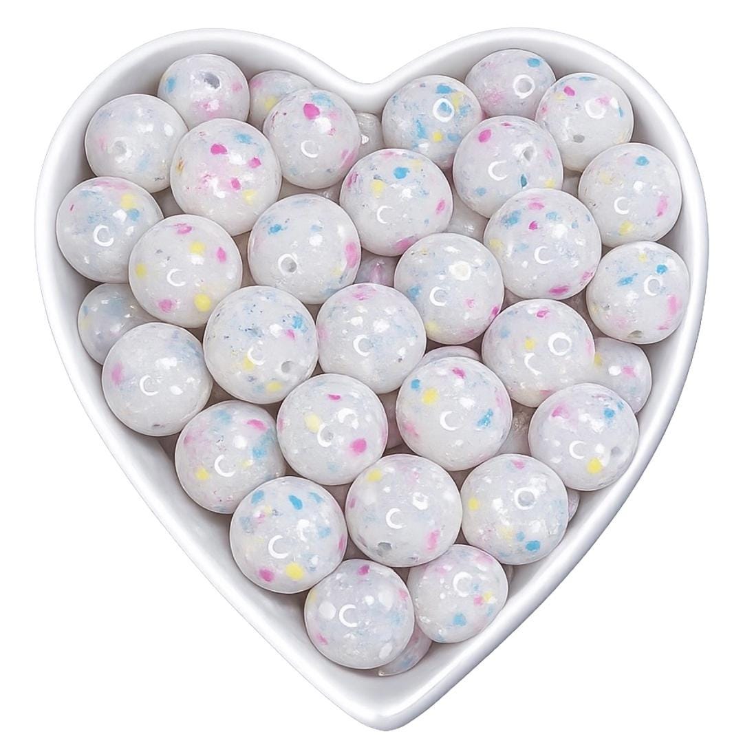15mm Confetti Glossy Glitter Beads