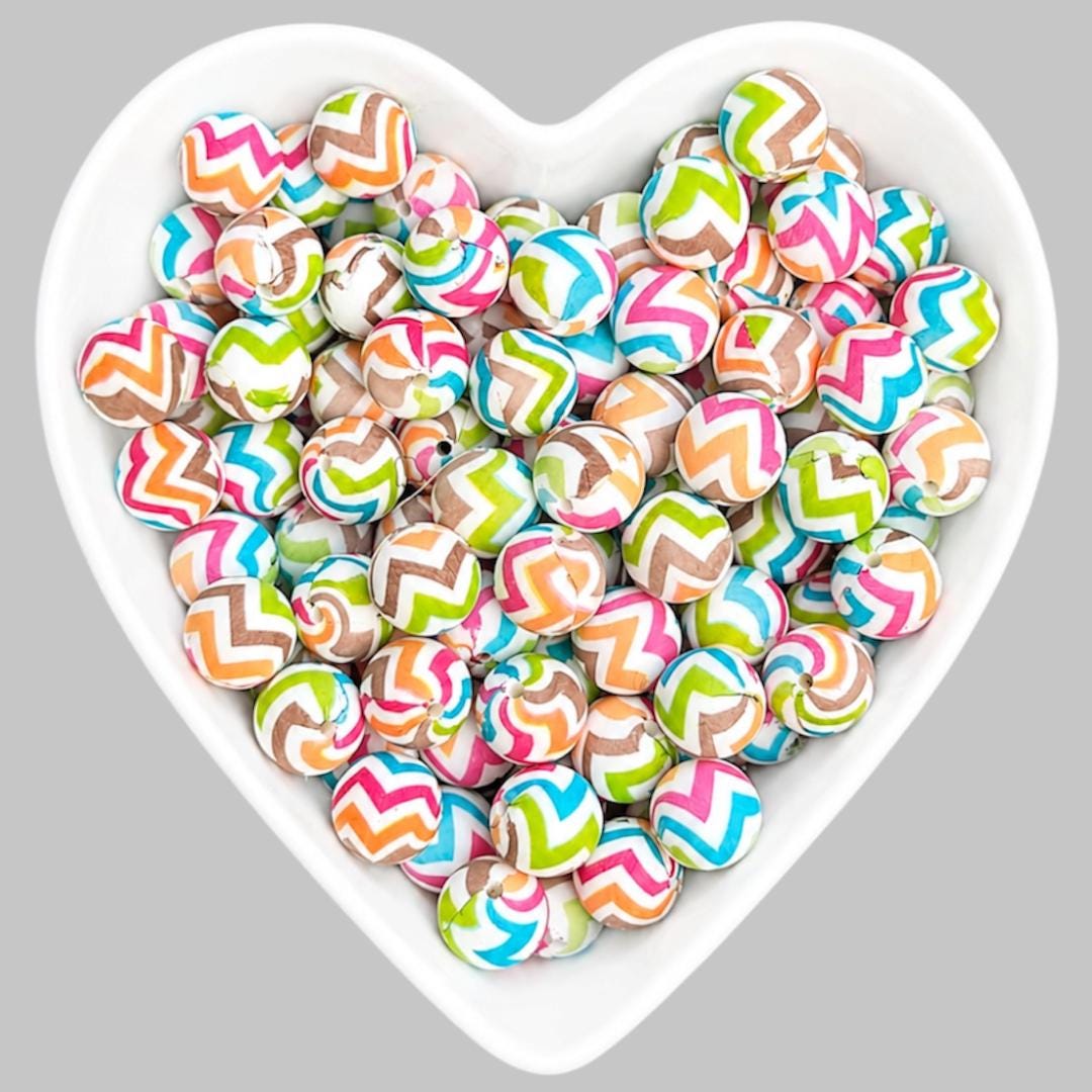 15mm Multi-Color Chevron Silicone Beads