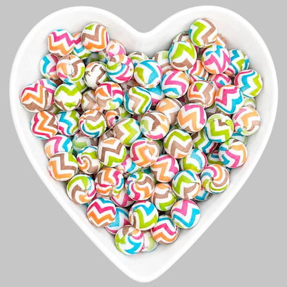 15mm Multi-Color Chevron Silicone Beads