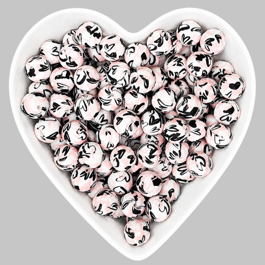 15mm Double Heart Silicone Beads