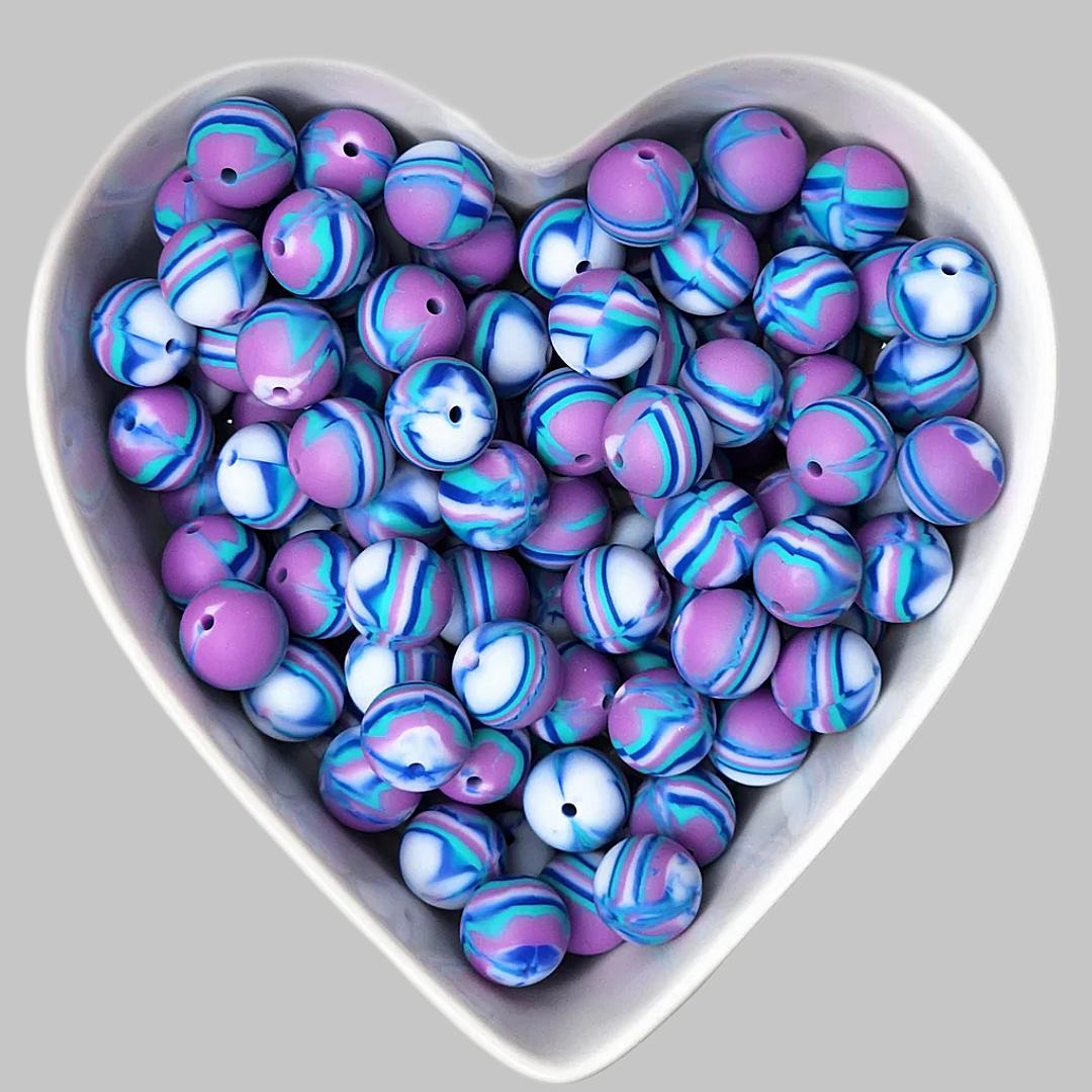 15mm Periwinkle Silicone Beads