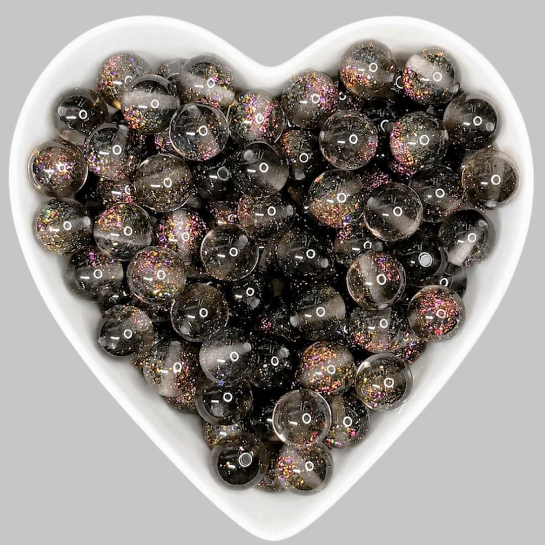16mm Glitter Galaxy Resin Beads