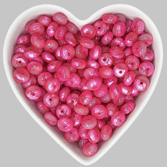 14mm Pretty in Pink Jelly Swirl Abacus Beads