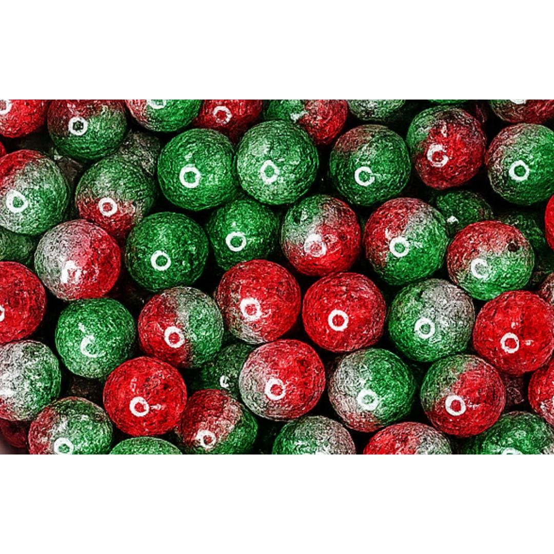 16mm Christmas Red & Green Clear Beads