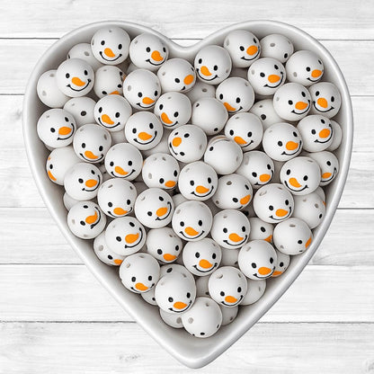 15mm Snowman Face Silicone Beads