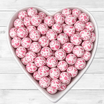 15mm Pink Heart Silicone Beads
