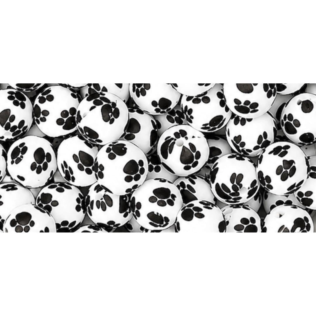 15mm Paw Print Silicone Beads