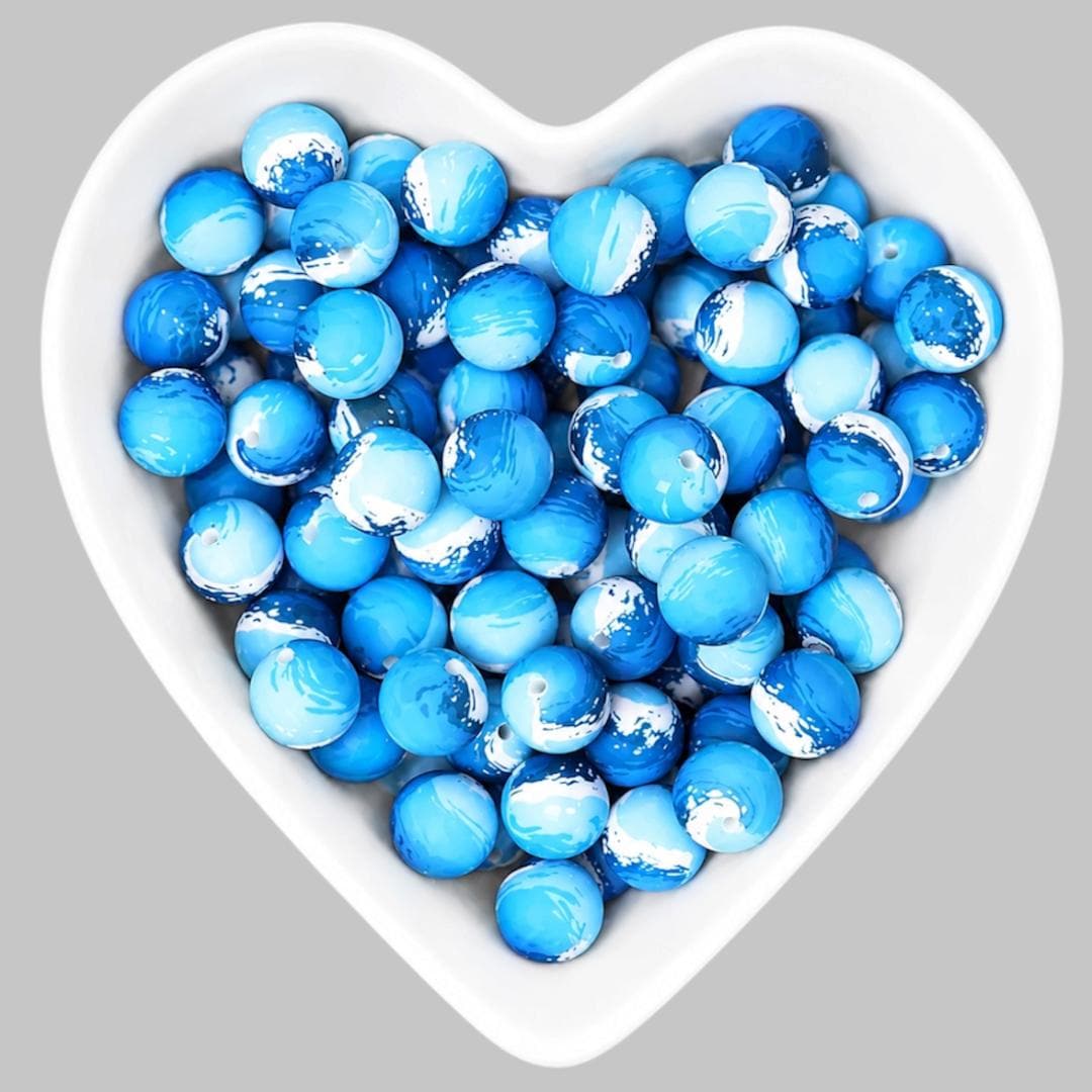 15mm Ocean Waves Silicone Beads