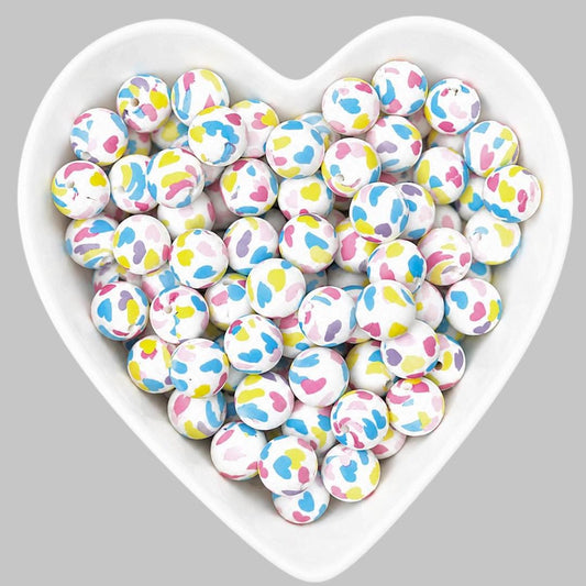 15mm Colored Hearts Silicone Beads