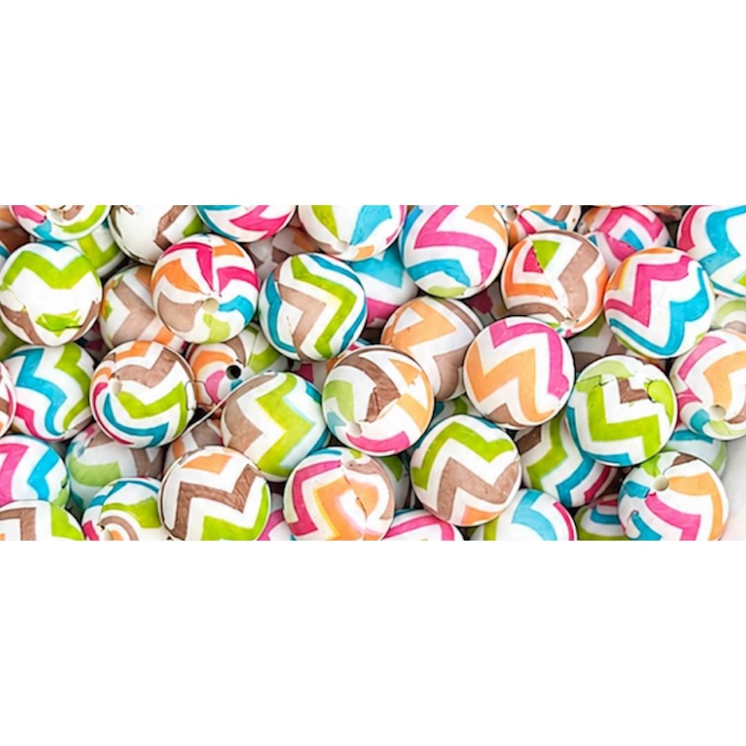 15mm Multi-Color Chevron Silicone Beads