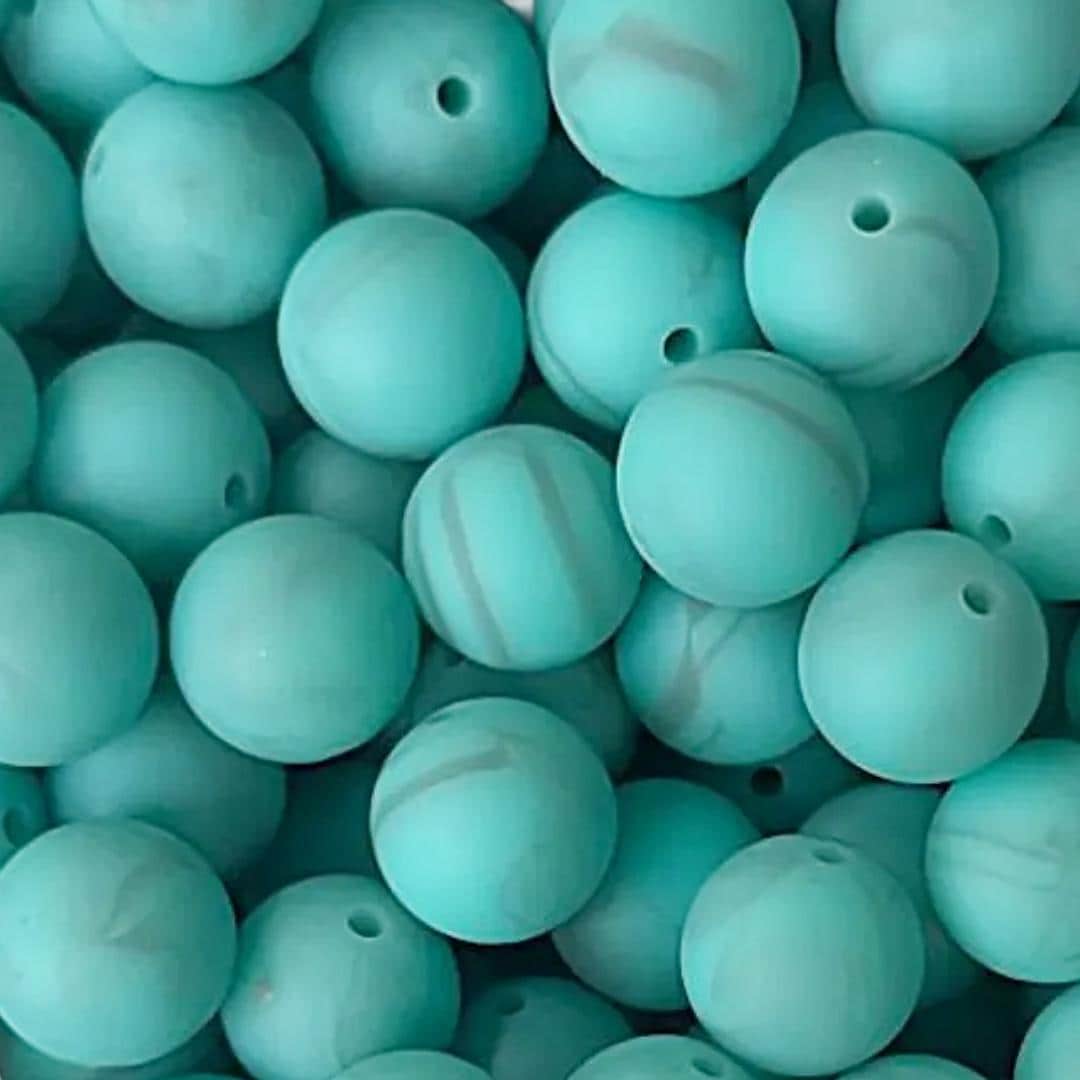 15mm Smokey Turquoise Silicone Beads