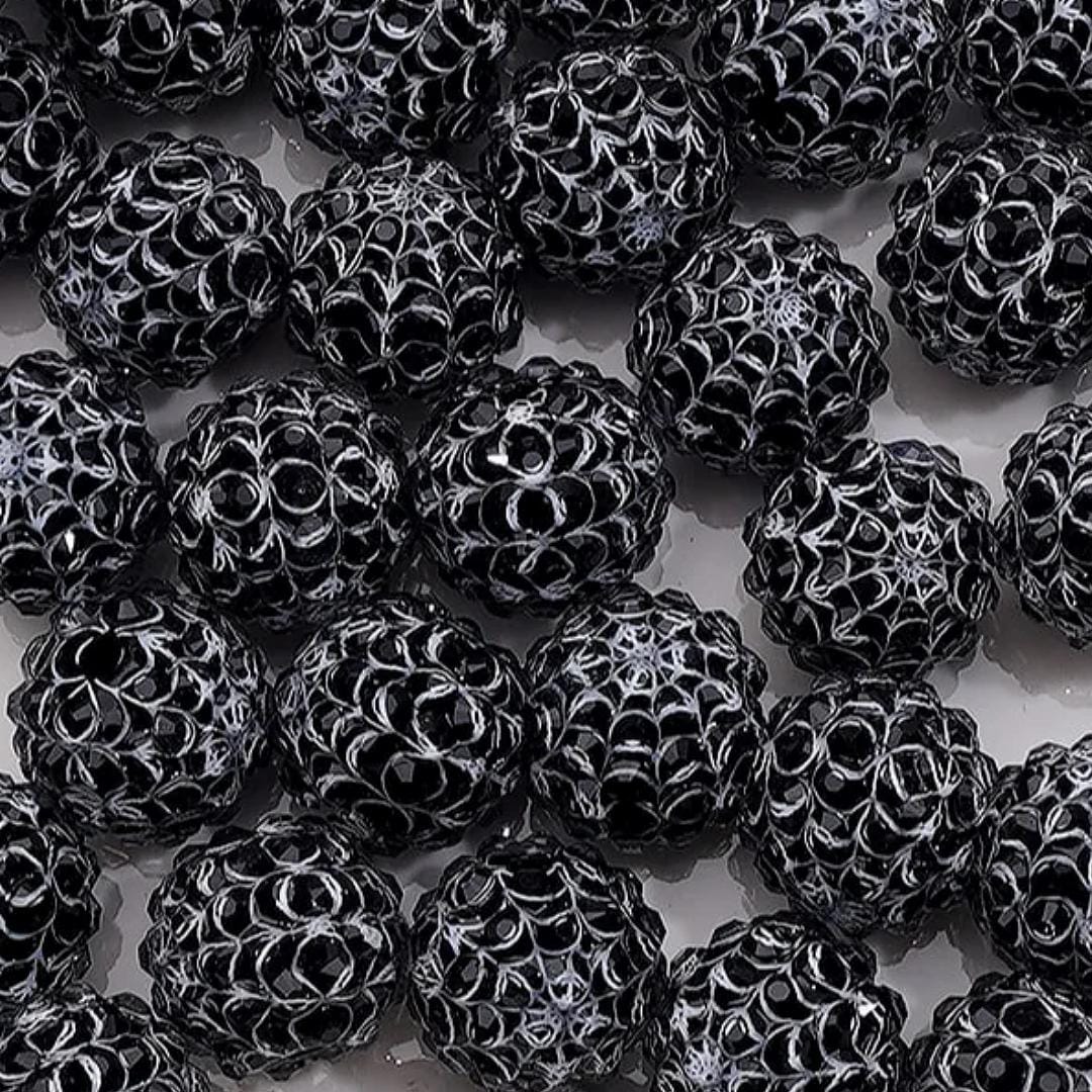 16mm Spider Web Black & White Acrylic Bead