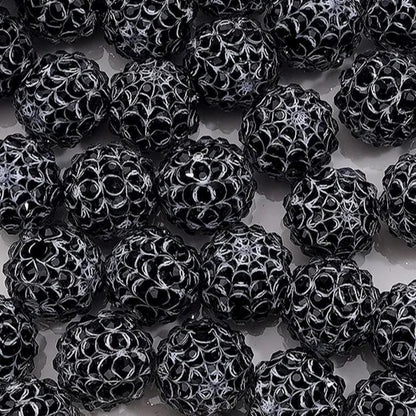 16mm Spider Web Black & White Acrylic Bead